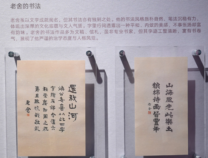 老舍的书法作品展示。周本帅 摄